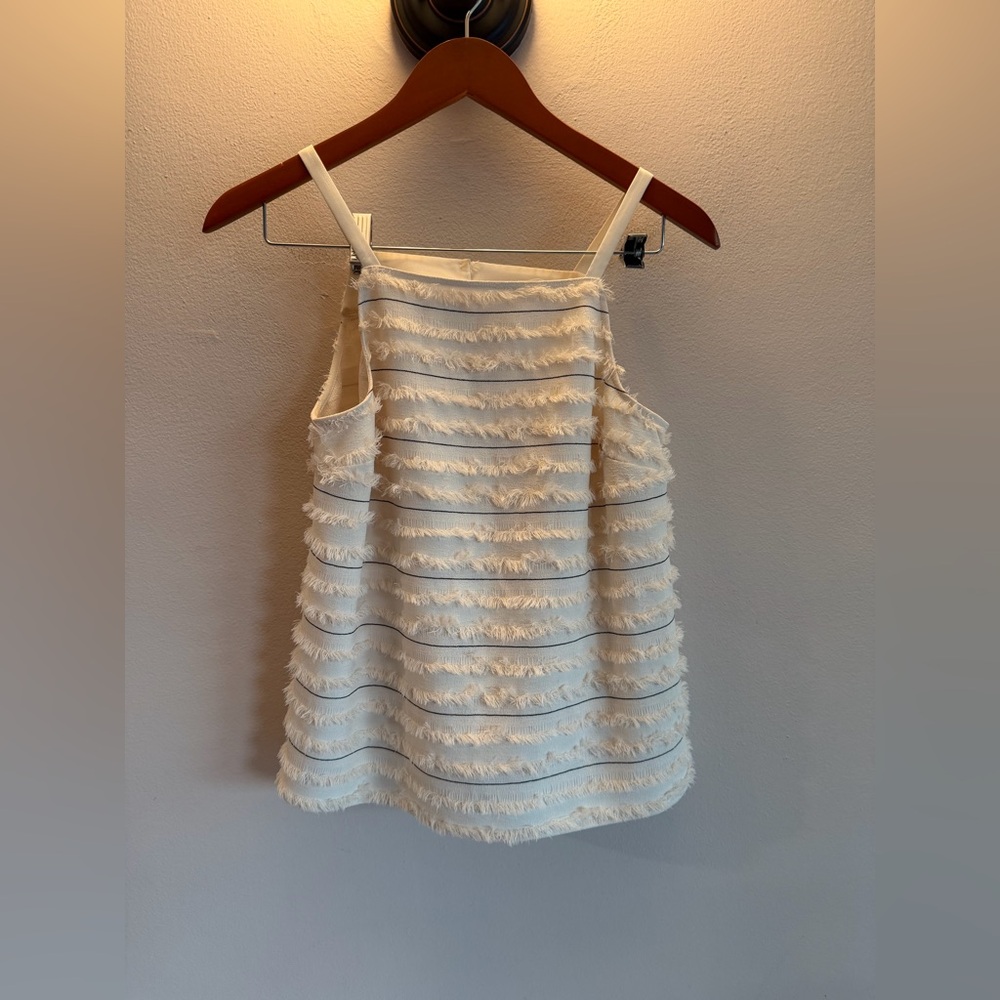 Maeve Cream Fringe Layered Tank Top
